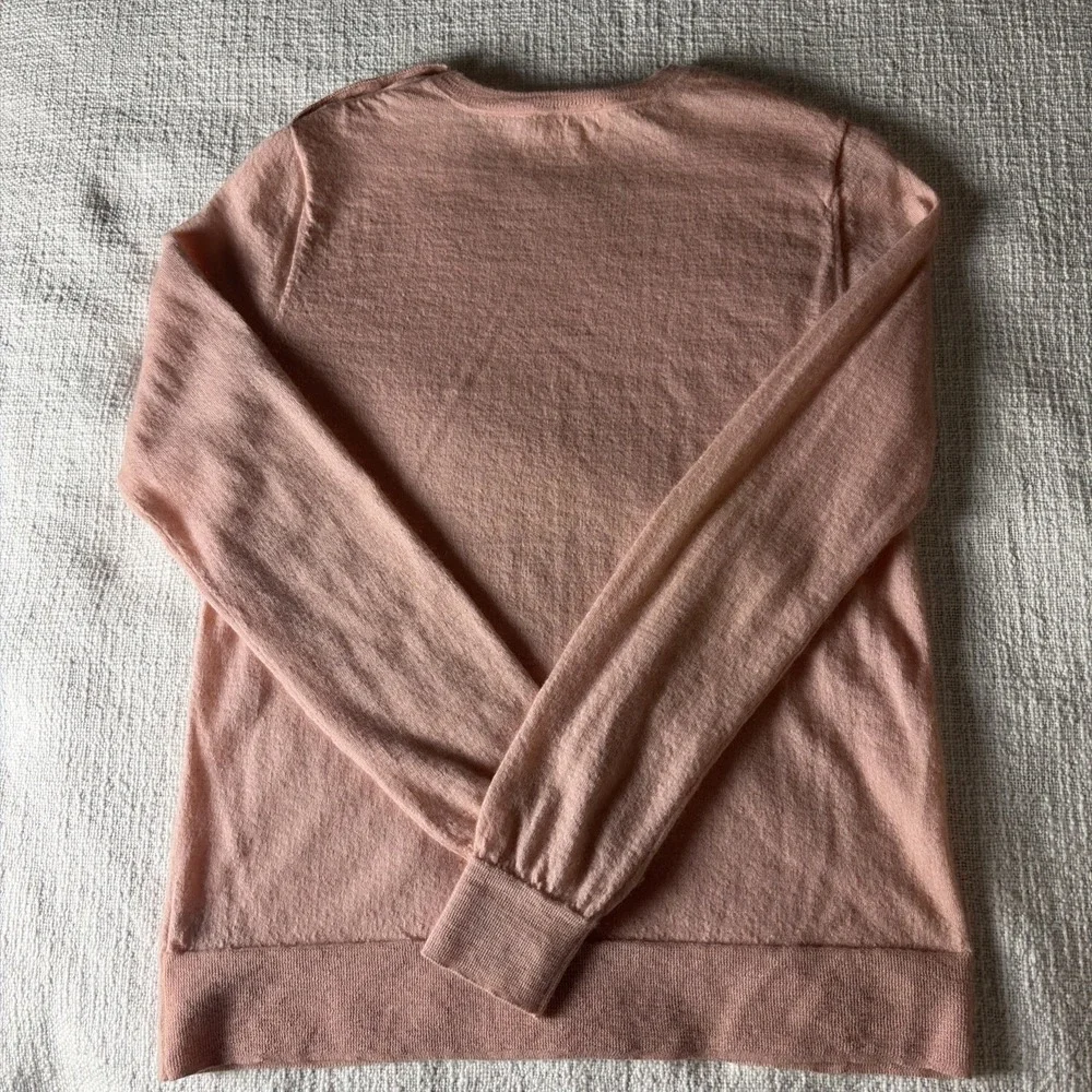 Tory Burch 100% Cashmere XS Sweater Gold Logo Buttons Soft Pink Luxury Preppy